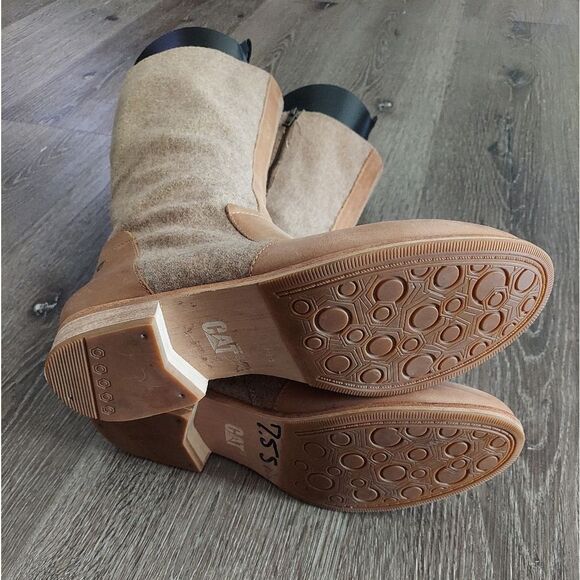 Womens Caterpillar Sabrina Tan Leather and Wool Riding Boots P310508 - Size 7.5 - Picture 4 of 8